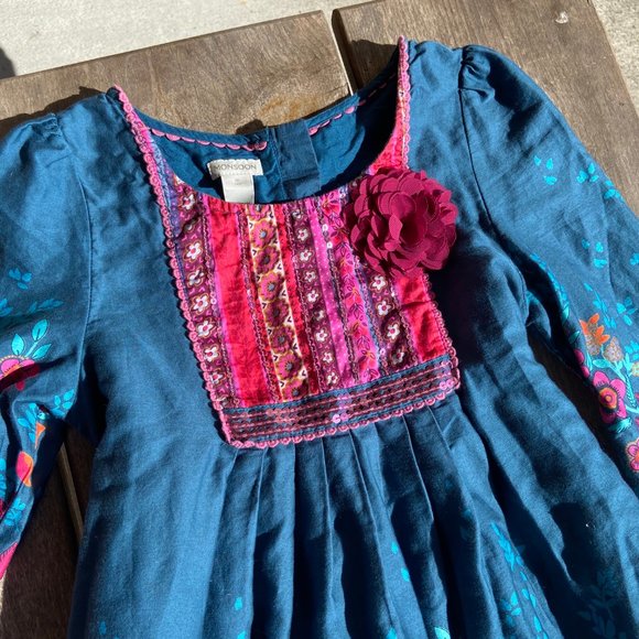 Monsoon Beautiful Floral Teal Pink Orange Dress 10 - Picture 3 of 6